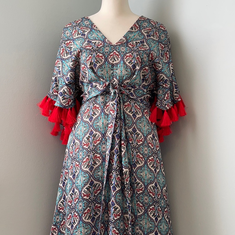 Sachin + Babi Multicolor Maxi Dress with Red Accents